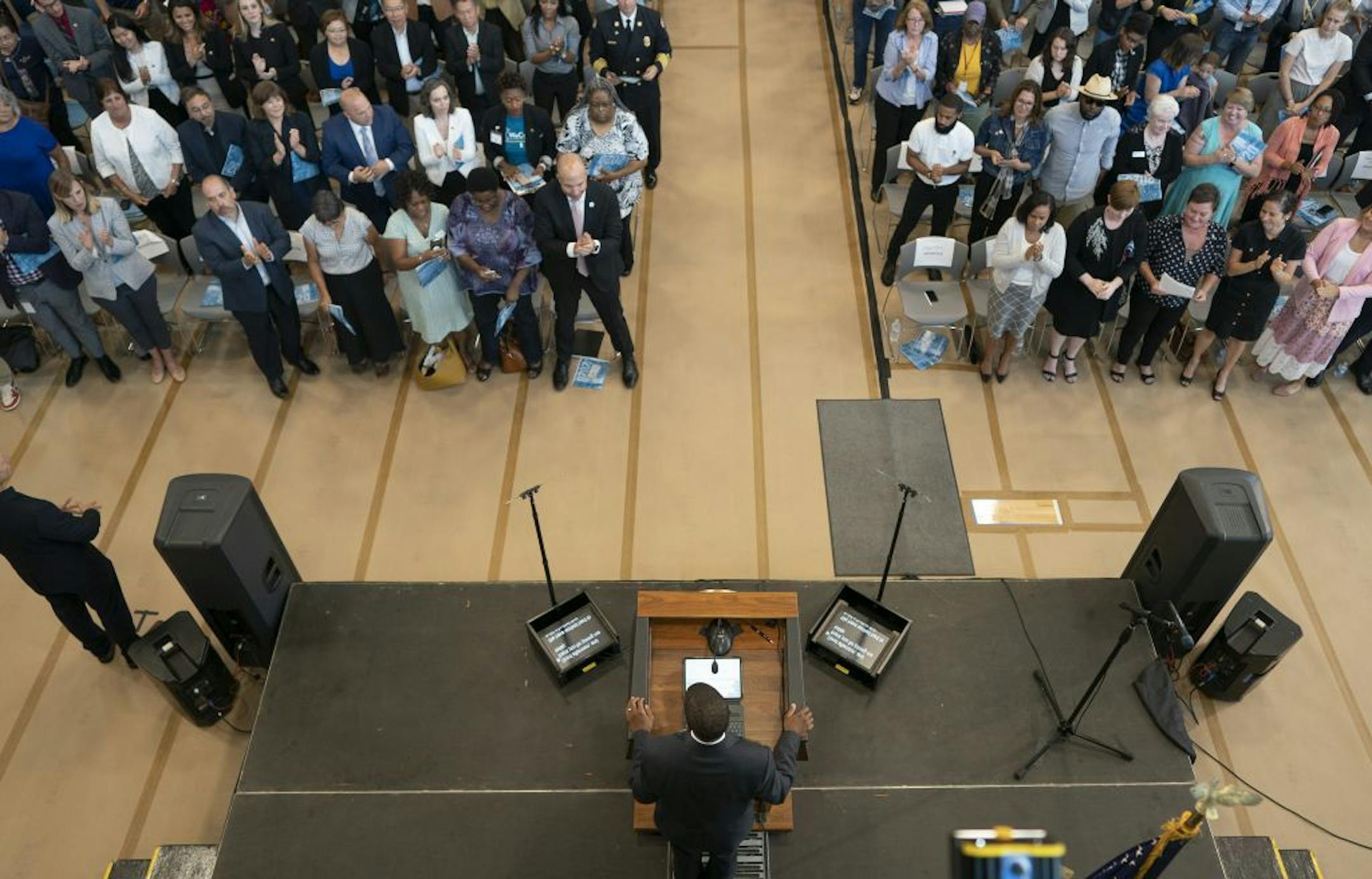 St. Paul Mayor Melvin Carter gave his 2020 budget address at Frogtown Community Center Thursday August 15, 2019 in St. Paul, MN.