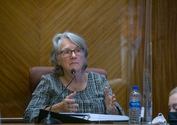 Otto Bremer Trust trustee Charlotte Johnson testified in Judge Robert Awsumb’s courtroom at the Ramsey County Courthouse on Thursday,