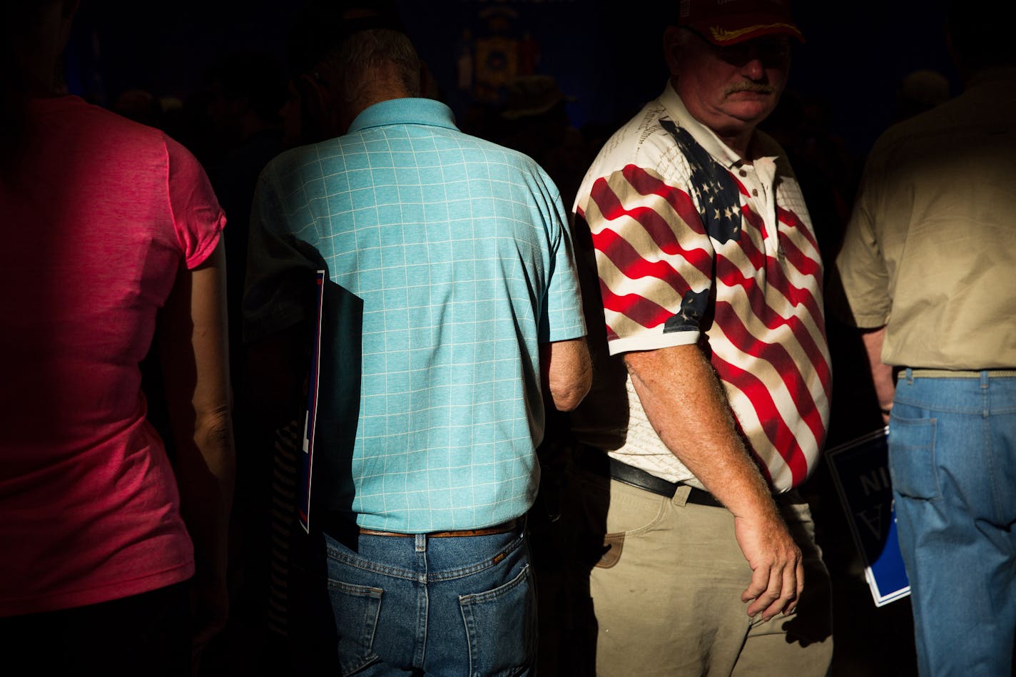 FILE — Supporters wait for Donald Trump's rally to begin in West Bend, Wis., a Republican stronghold about 40 miles north of Milwaukee, Aug. 16, 2016. "Underlying these cynicisms and suspicions is a truly sad development: The United States is becoming a mean country," writes contributing opinion writer Timothy Egan. (Damon Winter/The New York Times)