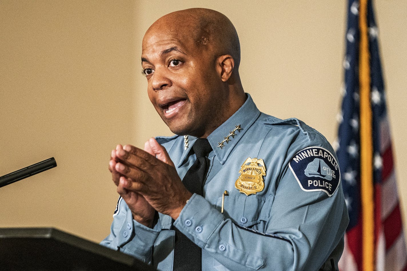 Minneapolis Police Chief Medaria Arradondo shown in June 2020. Saturday was his last day on the job.