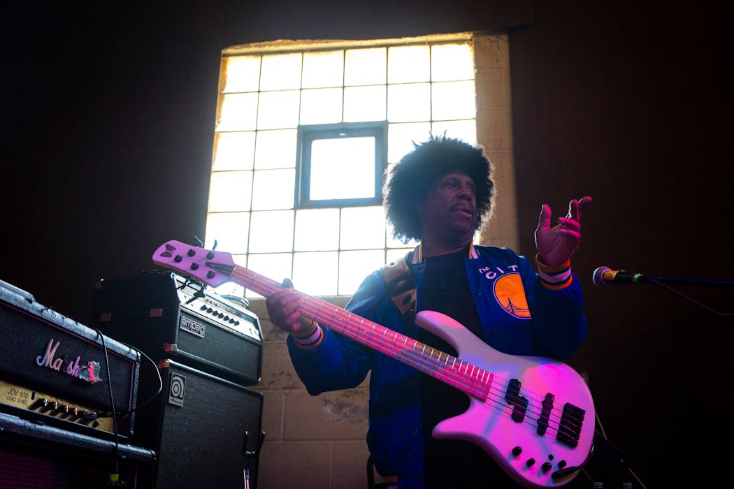 Bassist Sonny Thompson motions to pianist Tommy Barbarella during rehearsal for (BR)OTHERS’ Prince tribute concert on Wednesday in Minneapolis.