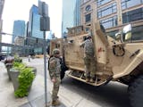 Minnesota National Guard arrived in downtown Minneapolis on Thursday morning.