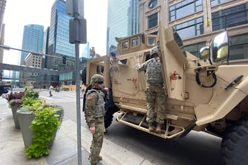 Minnesota National Guard arrived in downtown Minneapolis on Thursday morning.