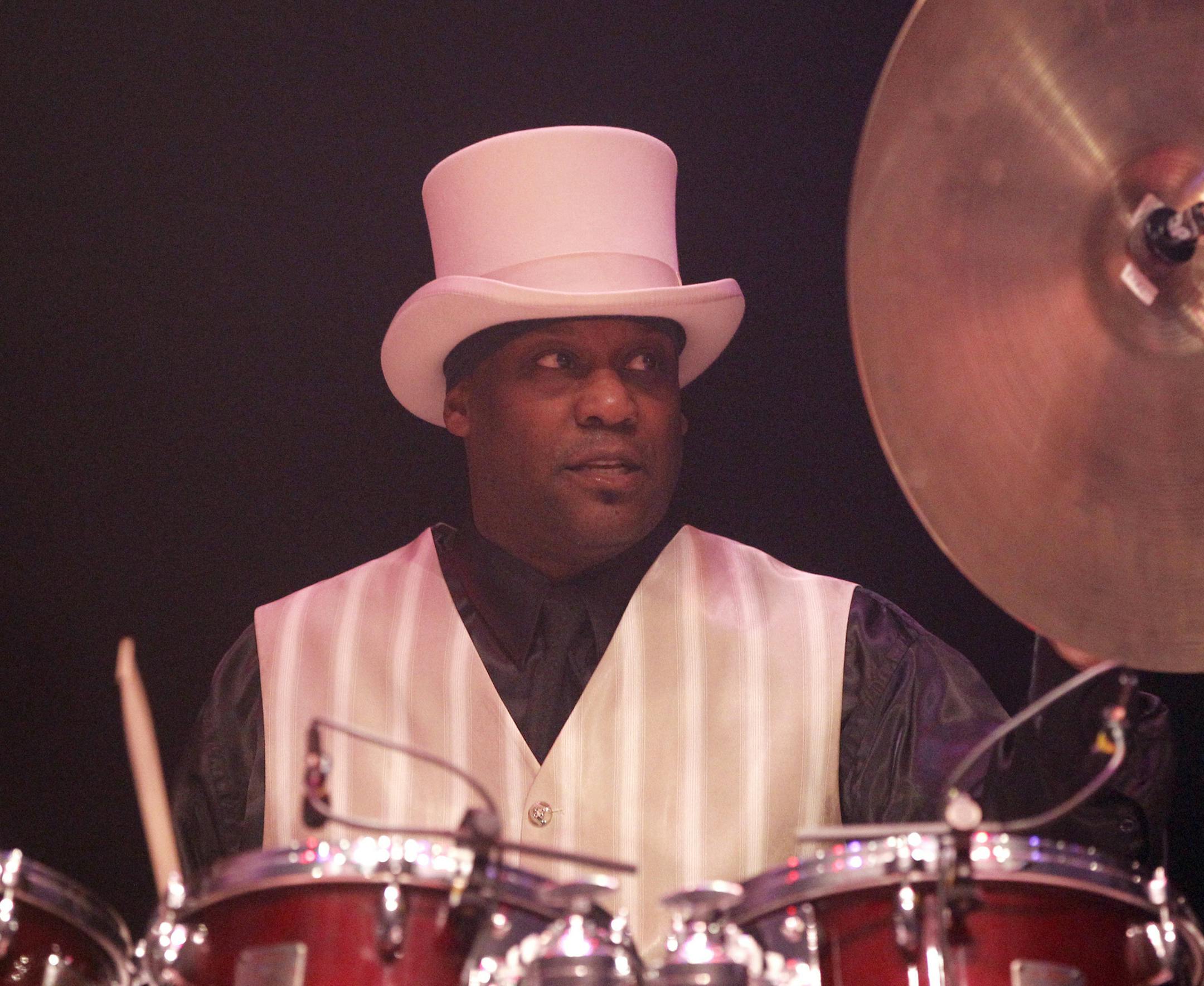 Jellybean Johnson on drums. Review of the Original 7ven, the 7 original members of the Time were in a rare hometown concert at the Stae Theater Saturday night. [ TOM WALLACE ‚Ä¢ twallace@startribune.com _ Assignment _#20020452A__November 5, 2011 _ SLUG: original1107_ EXTRA INFORMATION: The band members are Jellybean Johnson on drums, Jimmy Jam and Monte Moir on keyboards, and Terry Lewis on bass. To this base were added Jesse Johnson on guitar and a lead singer and childhood fri