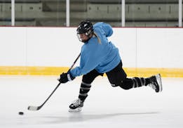 Whitecaps defender Sydney Baldwin took a shot during practice at Richfield Ice Arena.