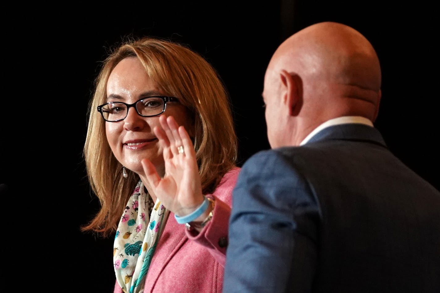 Gabby Giffords, the former congresswoman who survived a shooting in 2011, and her husband Mark Kelly, a retired astronaut, spoke during a round table and rally to get gun control advocates out to vote in the upcoming the election.