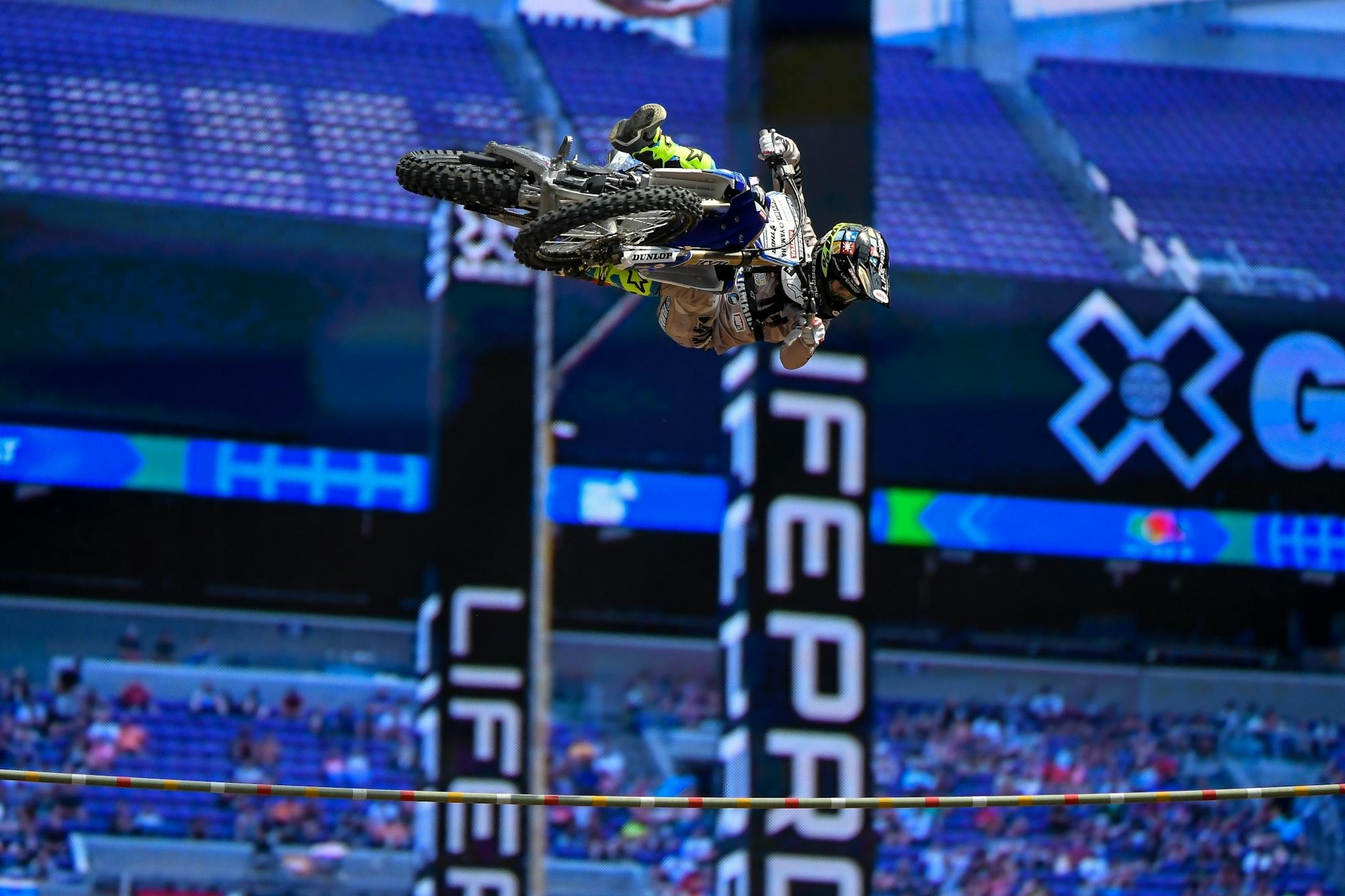 Jarryd McNeil won the motocross step up competition with a 44' jump Saturday.