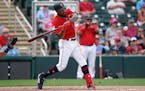 Minnesota Twins center fielder Byron Buxton (25) hit a two run home run during Monday's game against the Baltimore Orioles. ] ANTHONY SOUFFLE &#x2022;