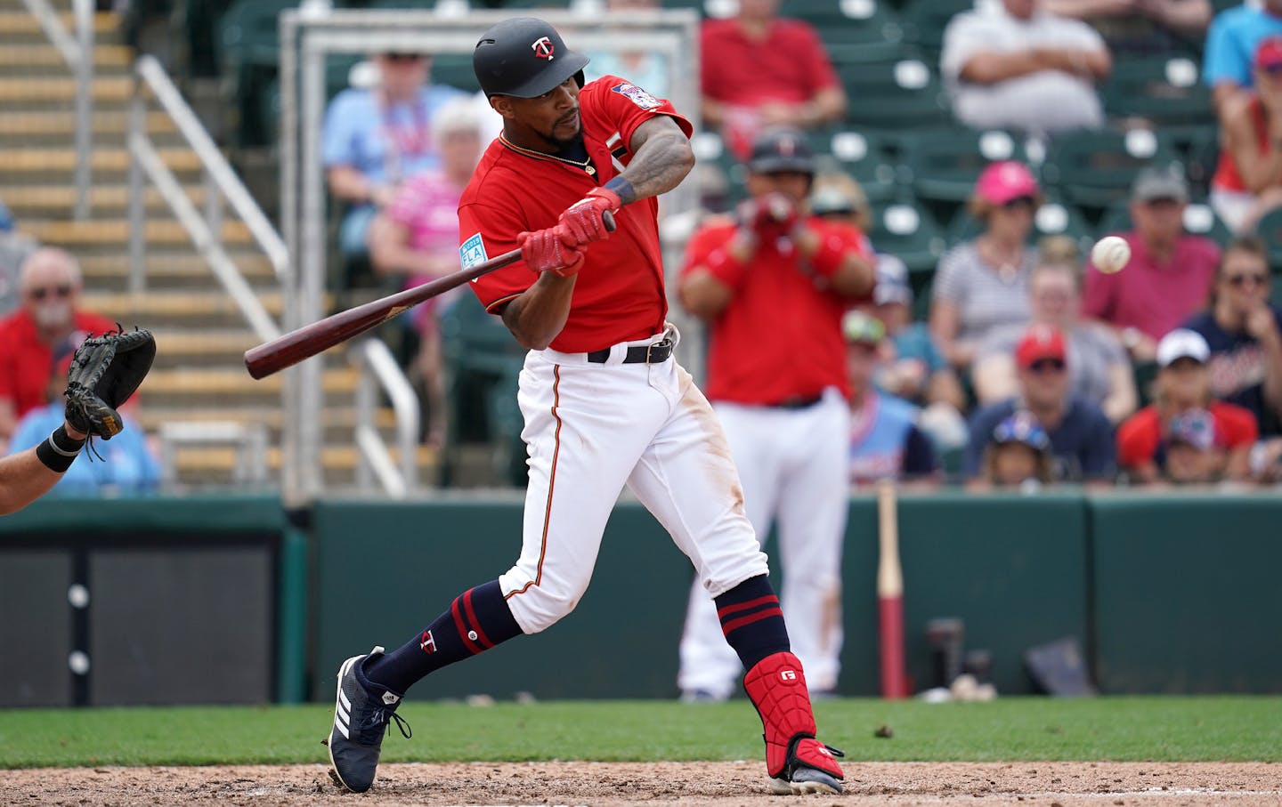 Minnesota Twins center fielder Byron Buxton (25) hit a two run home run during Monday's game against the Baltimore Orioles. ] ANTHONY SOUFFLE &#x2022; anthony.souffle@startribune.com The Minnesota Twins played a Spring Training Grapefruit League game against the Baltimore Orioles Monday, Feb. 25, 2019 at the CenturyLink Sports Complex's Hammond Stadium in Fort Myers, Fla.