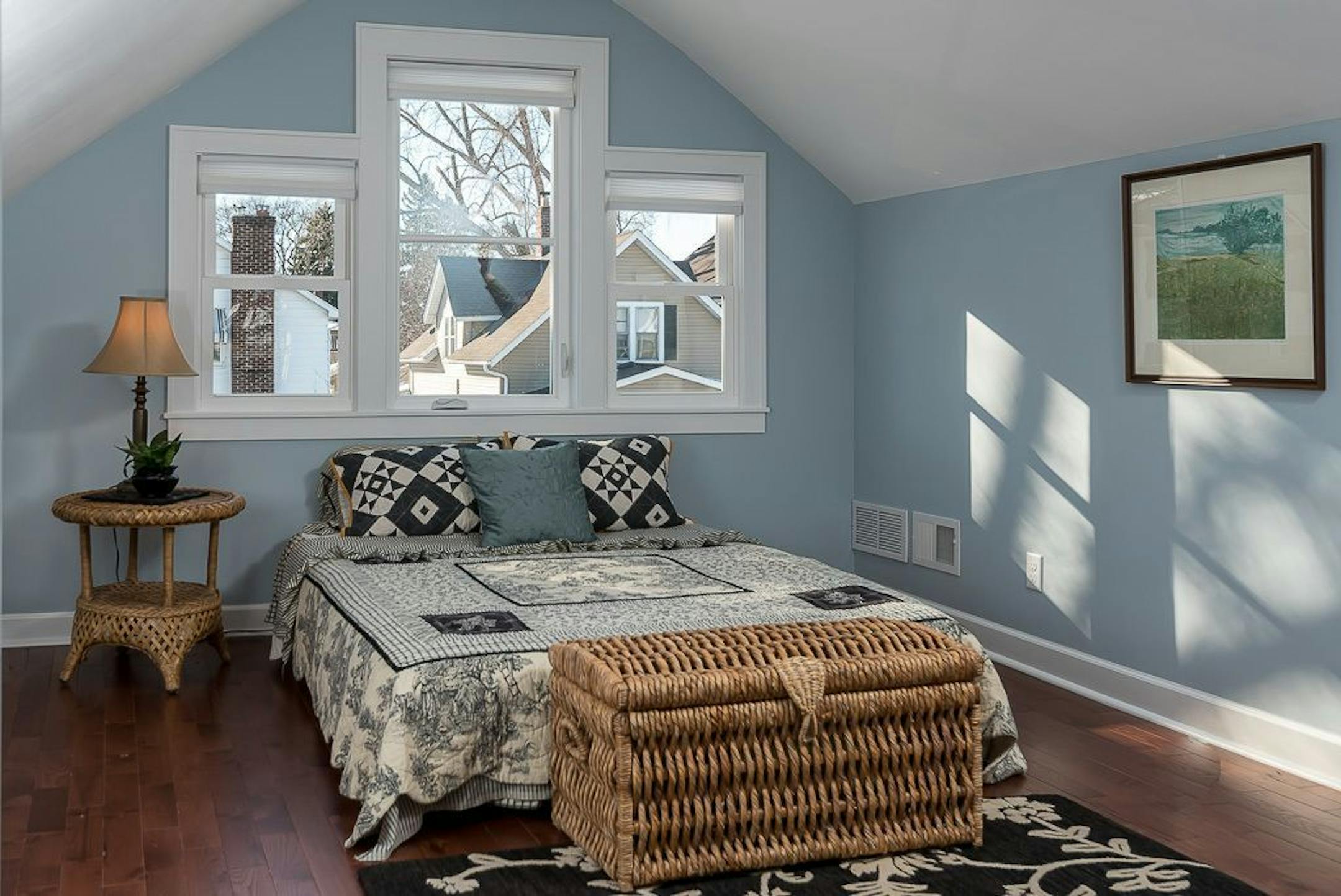 A master suite was created in formerly unfinished attic space.