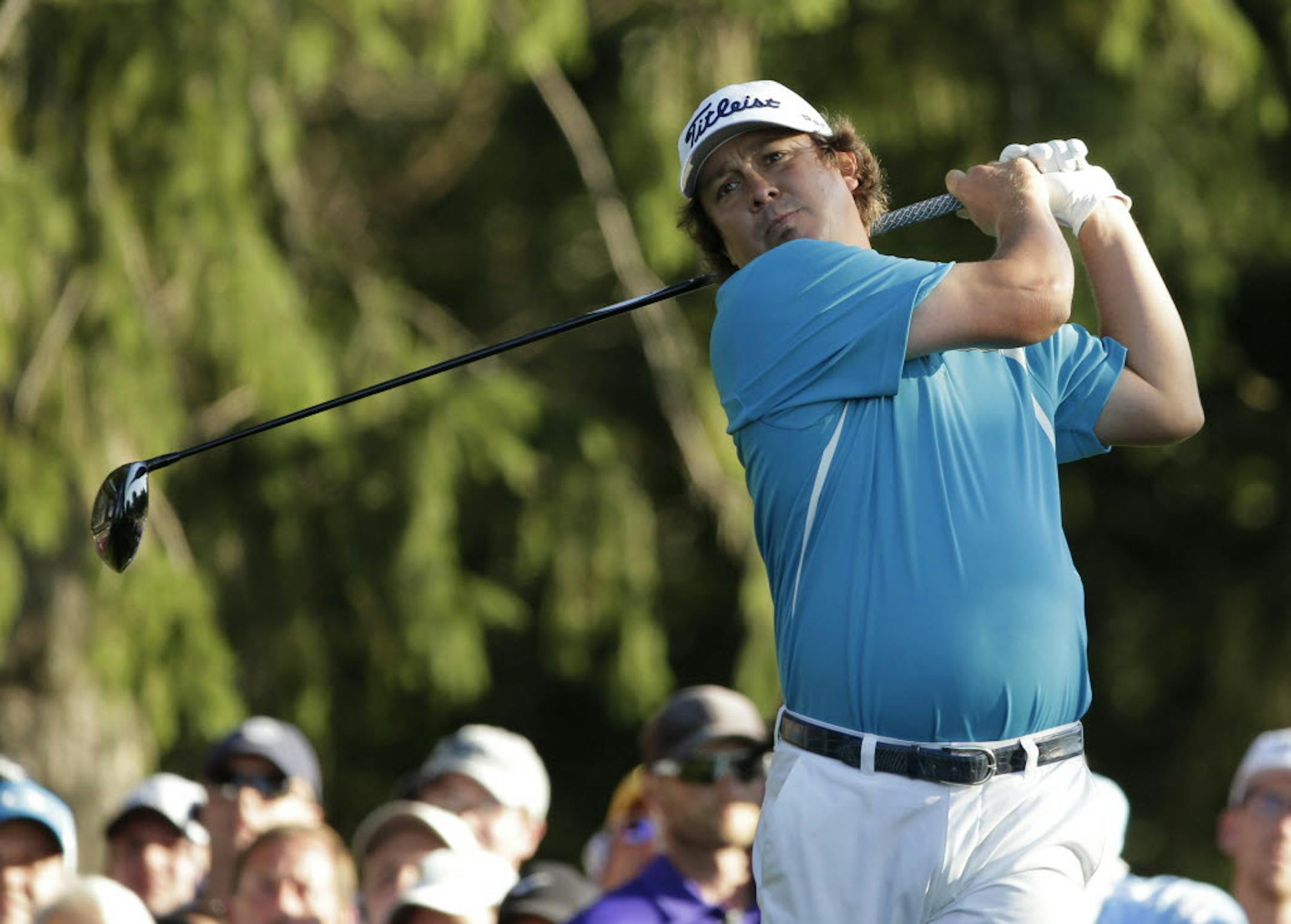 Jason Dufner hits his tee shot on the 18th hole during the final round of the PGA Championship.