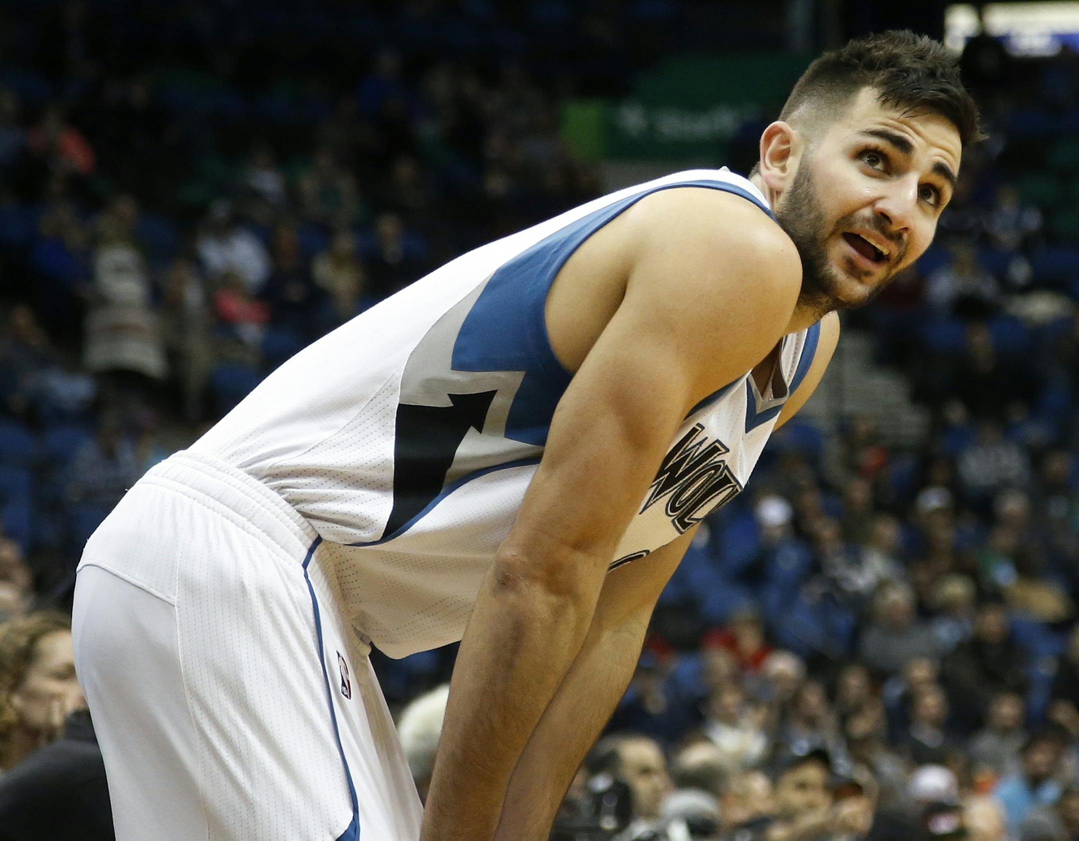 Timberwolves guard Ricky Rubio (9) in the third quarter.
