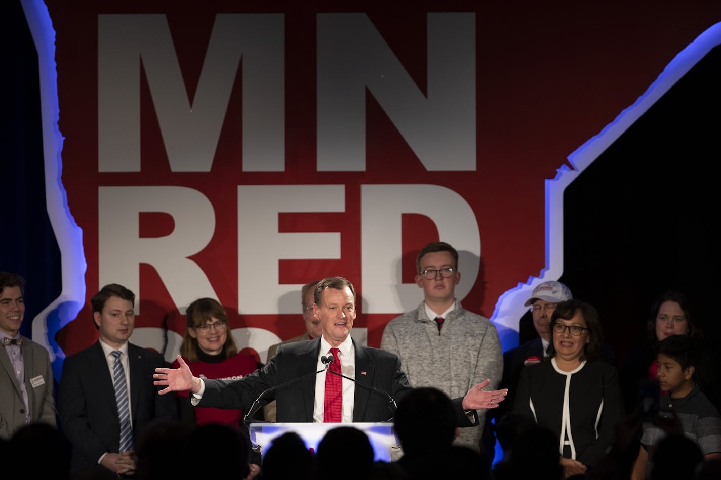 Republican gubernatorial candidate Jeff Johnson addressed supporters after conceding the race to Democrat Tim Walz.