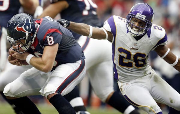 Antoine Winfield sacked Houston's Matt Schaub. Winfield was waived by the Vikings on Tuesday.