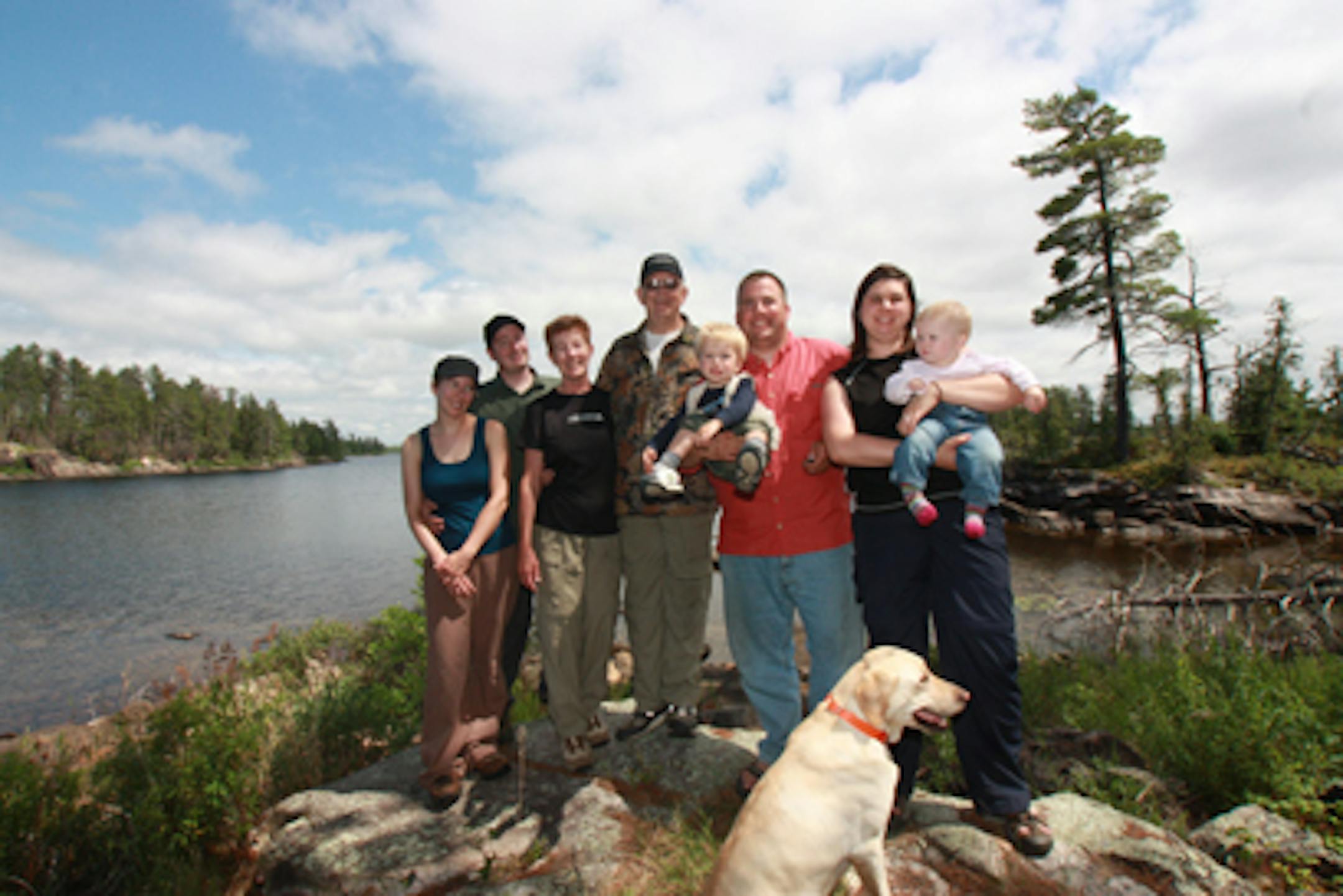 My family's traditional Lake Saganaga group photo