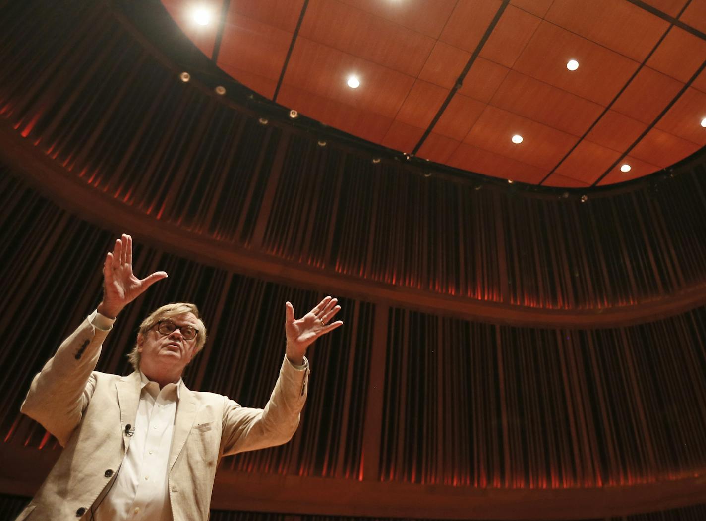 Garrison Keillor talks about the early days of "Prairie Home Companion" when it originated at Macalester College. - His 40th anniversary show is coming up soon,Wednesday July 2, 2014 in St. Paul, MN. Keillor toured the Janet Wallace Fine arts Center at Macalester . ] Jerry Holt Jerry.holt@startribune.com ORG XMIT: MIN1407021600140038 ORG XMIT: MIN1601101841412449