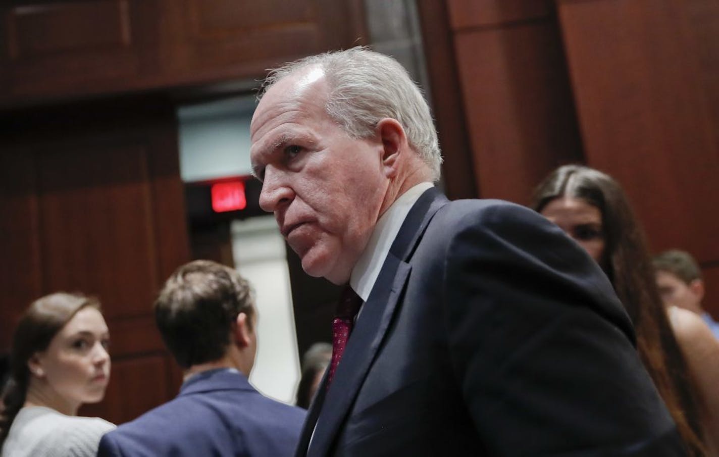 Former CIA Director John Brennan left Capitol Hill on Tuesday after testifying before the House Intelligence Committee Russia Investigation Task Force.