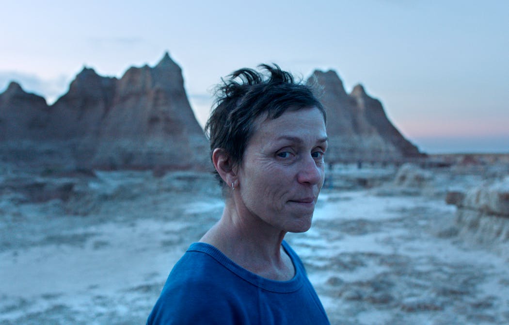 Frances McDormand in a scene from the film 'Nomadland.'