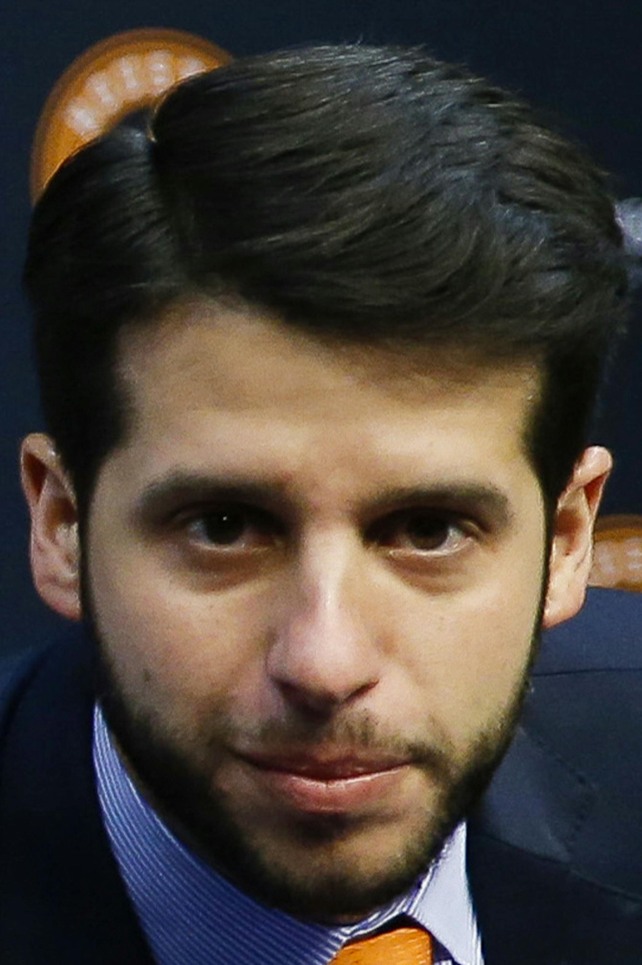 FILE - In this Jan. 17, 2018, file photo, Houston Astros Senior Director of Baseball Operations Brandon Taubman attends a baseball news conference in Houston. The Astros have fired Taubman for directing inappropriate comments at female reporters following Houston’s pennant-winning victory over the New York Yankees. (Michael Ciaglo/Houston Chronicle via AP)
