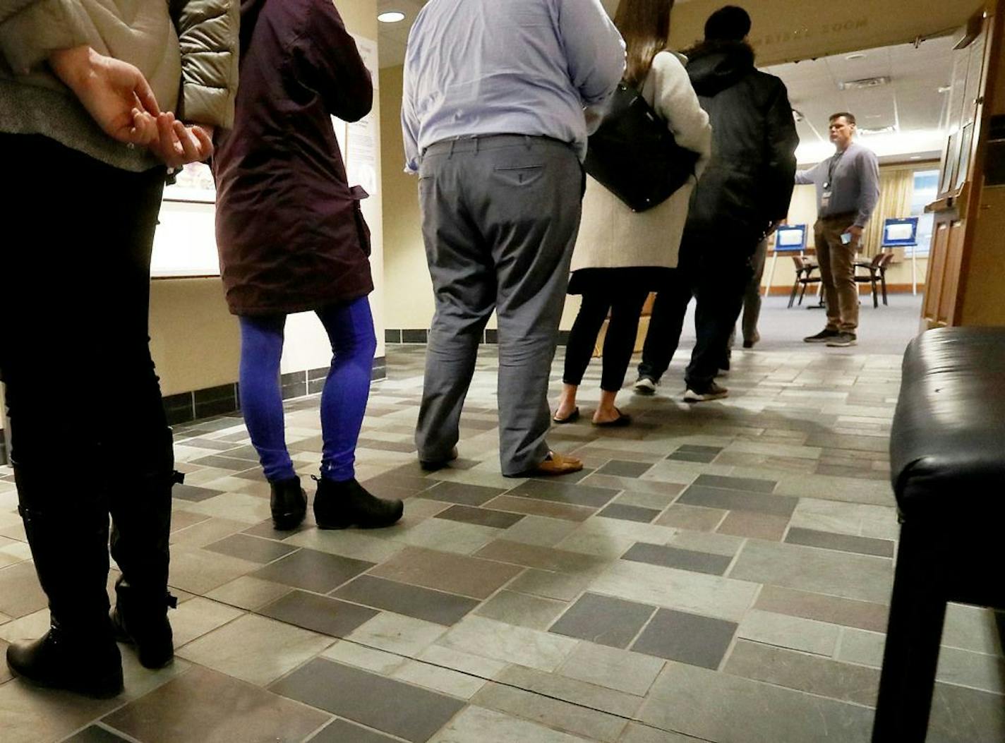 Voters formed a line at Westminster Presbyterian Church as the polls opened for Minnesota's first presidential primary in decades Tuesday, March 3, 2020 in Minneapolis, MN.