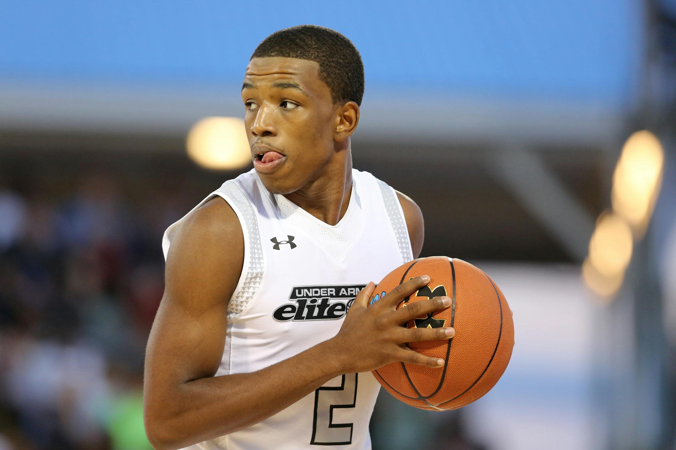 Team Clutch''s Isaiah Washington in action against Team Drive in the Under Armour Elite 24 game on Saturday, August 20, 2016 in Brooklyn