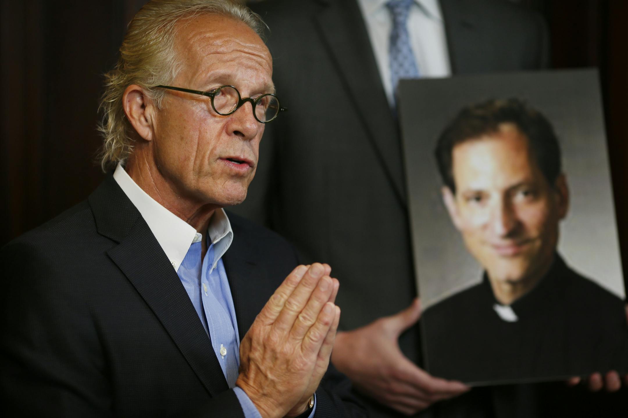 In this file photo, attorney Jeff Anderson talked about a lawsuit that was filed against Father Michael Keating.