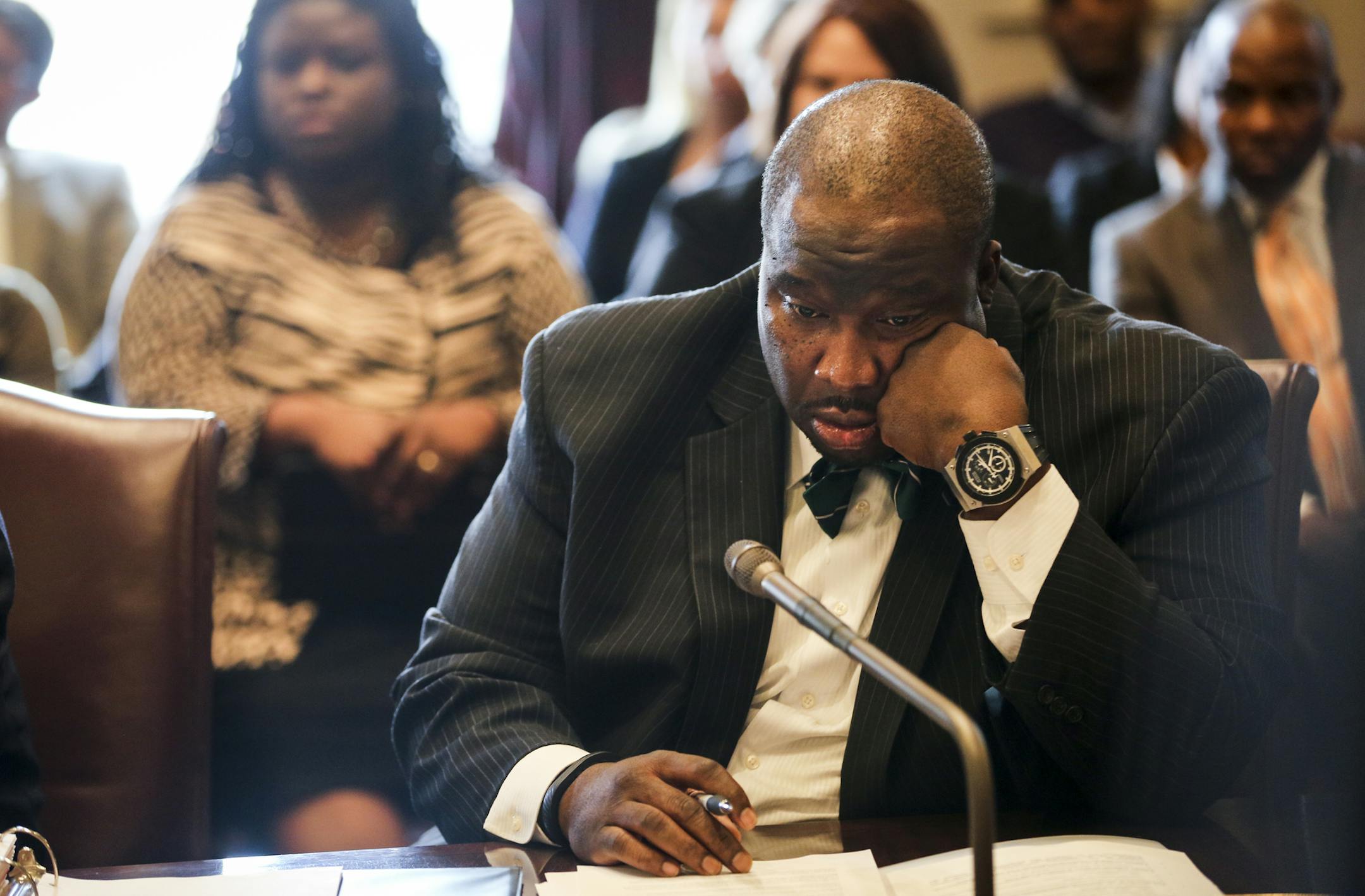 Sen. Jeff Hayden during a Minnesota Senate committee Probable Cause Hearing regarding complaint filed regarding Senator Jeff Hayden at the State Capitol on Wednesday, October 22, 2014 in St. Paul, Minn. ] RENEE JONES SCHNEIDER • reneejones@startribune.com