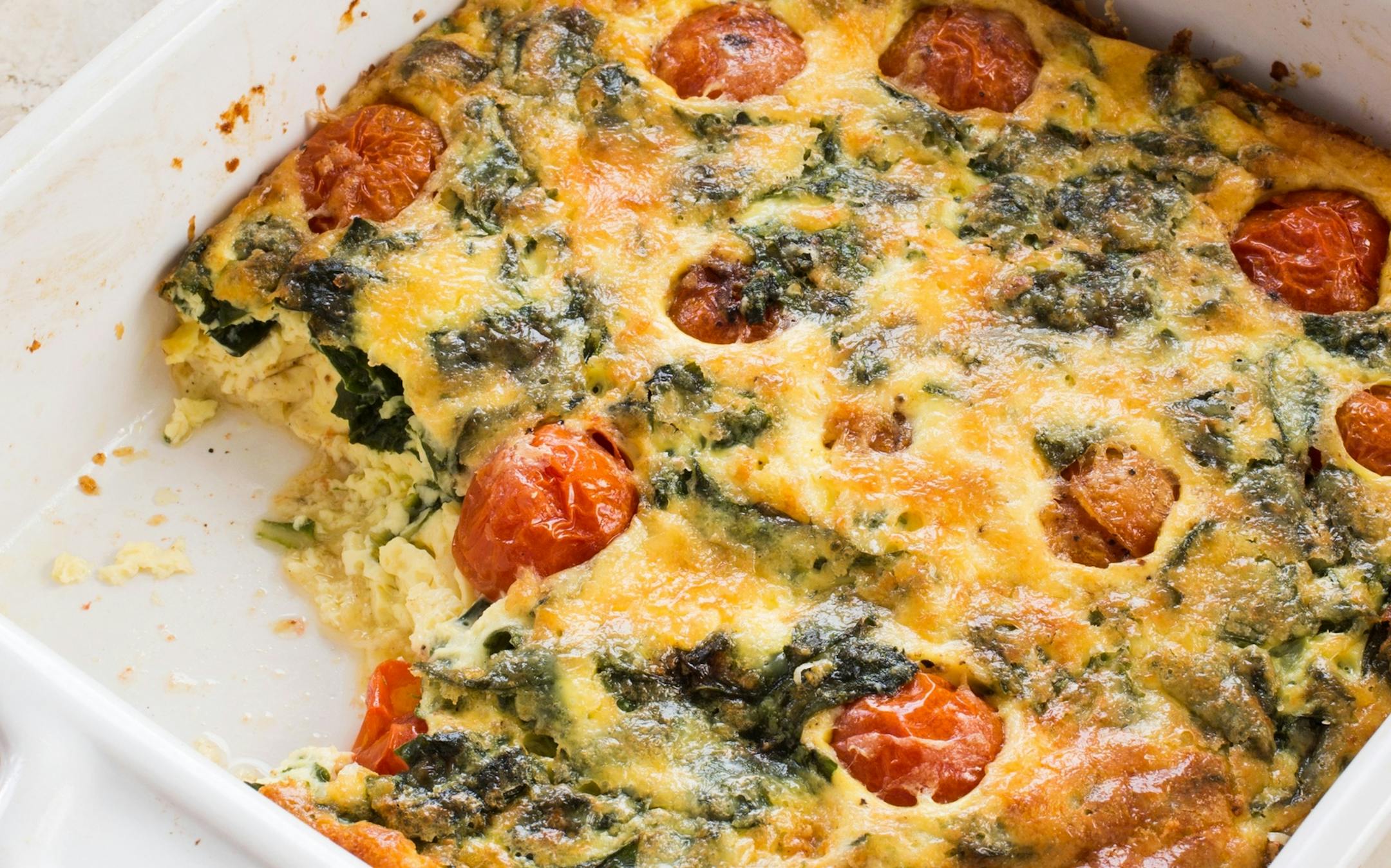 Egg Gratin with Swiss Chard and Cherry Tomato