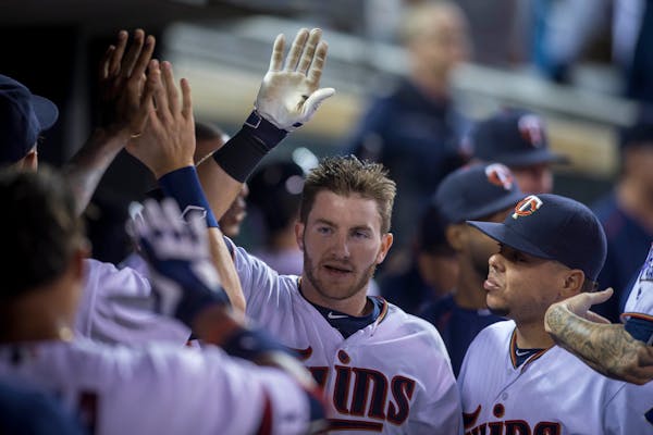 Left fielder Robbie Grossman has reached base via hit or walk in 26 of his 28 starts since joining the Twins.