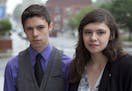 Nicole Maines, right, and her twin brother, Jonas, outside the Penobscot Judicial Center in Bangor, Maine, in 2013.
