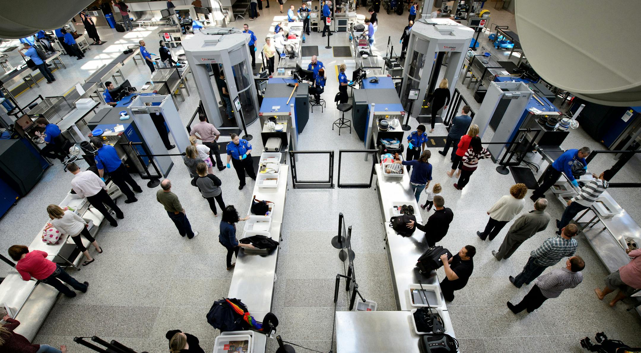 Security lines at Minneapolis-St. Paul International Airport moved at a normal pace Thursday morning with no visible backups. The TSA had most checkpoints open. ] GLEN STUBBE * gstubbe@startribune.com Thursday, May 19, 2016 EDS, Photos were taken between 8-9am. The busy summer travel season approaches, and questions linger whether the Spring Break debacle at the Minneapolis-St. Paul International Airport will repeat itself with long lines and cranky travelers. MSP