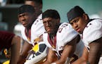 The Gophers have major injury concerns in their secondary. Cornerback Eric Murray, left, is healthy, but cornerback Briean Boddy-Calhoun, center, and 
