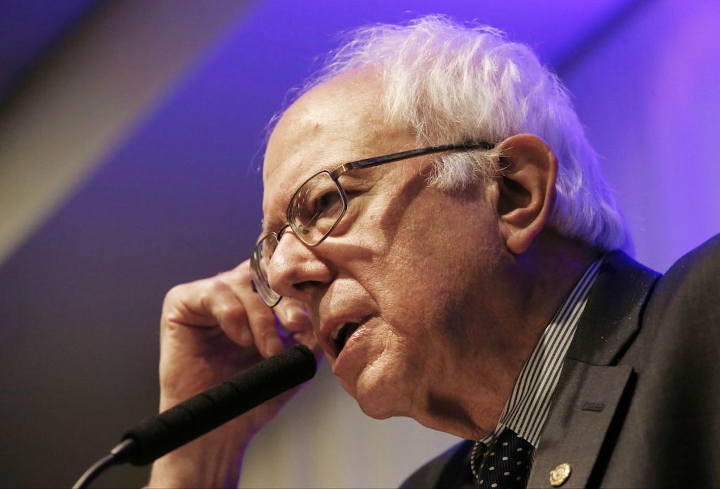 Democratic presidential candidate, Sen. Bernie Sanders, I-Vt. speaks during a town hall meeting, Thursday, July 2, 2015, in Rochester, Minn.