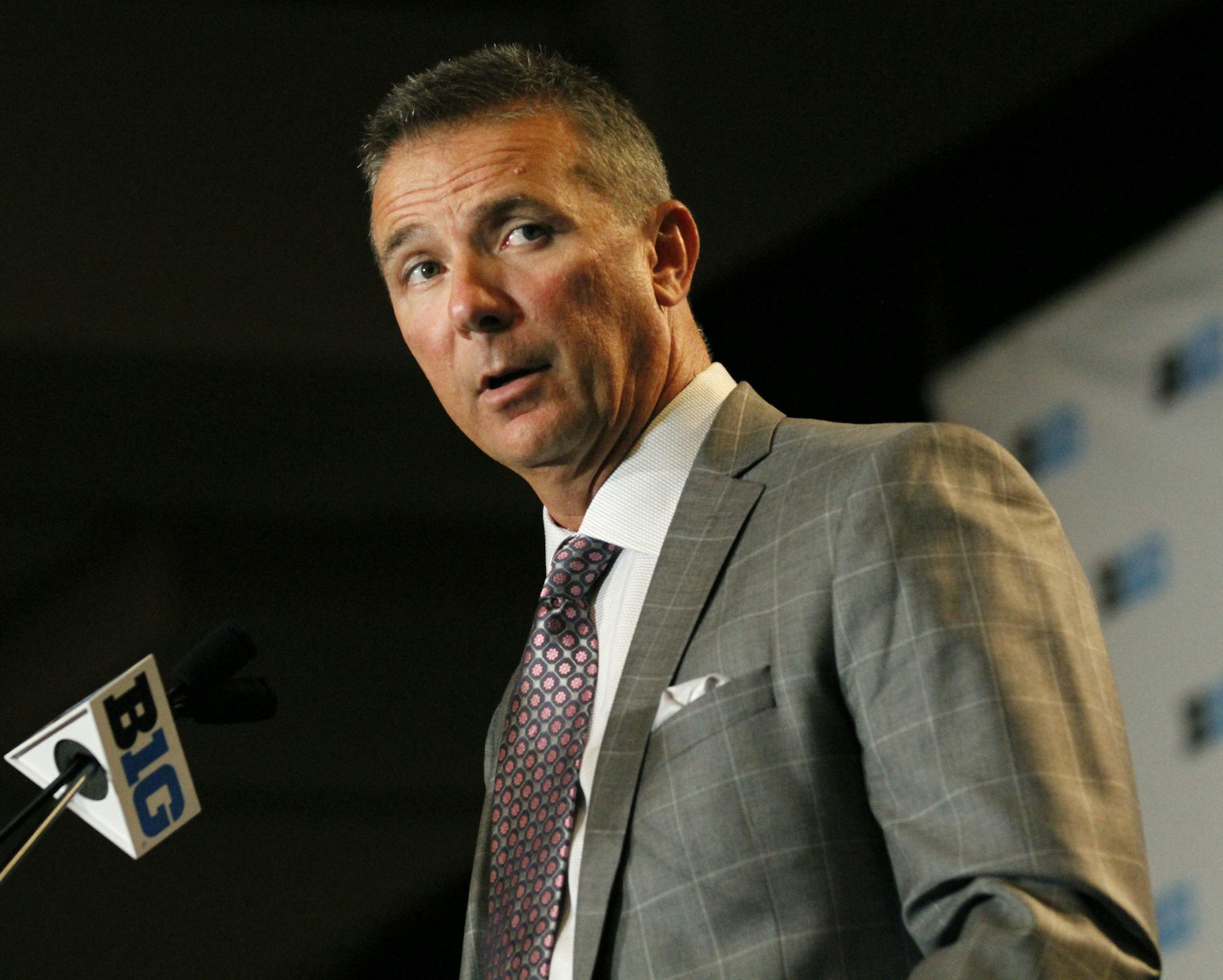 Ohio State head coach Urban Meyer speaks to the media at the Big Ten NCAA college football media days, Tuesday, July 26, 2016 in Chicago. (AP Photo/Tae-Gyun Kim)