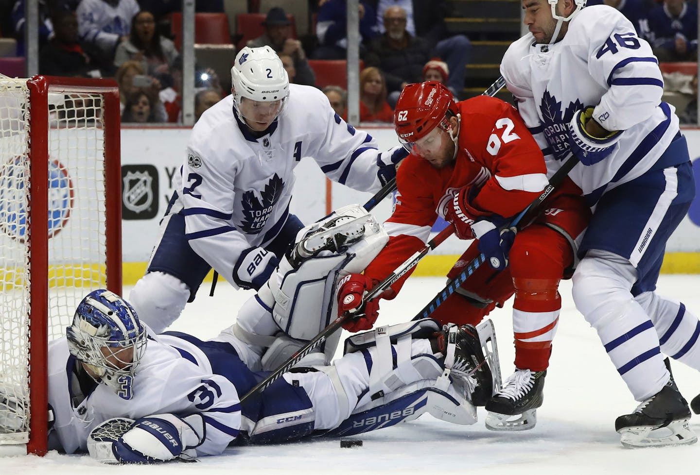 Thomas Vanek, crashing the net against Toronto in January, leads the Red Wings with 14 goals. &#x201c;I still believed in myself that I can play this game,&#x2019;&#x2019; the 33-year-old said.