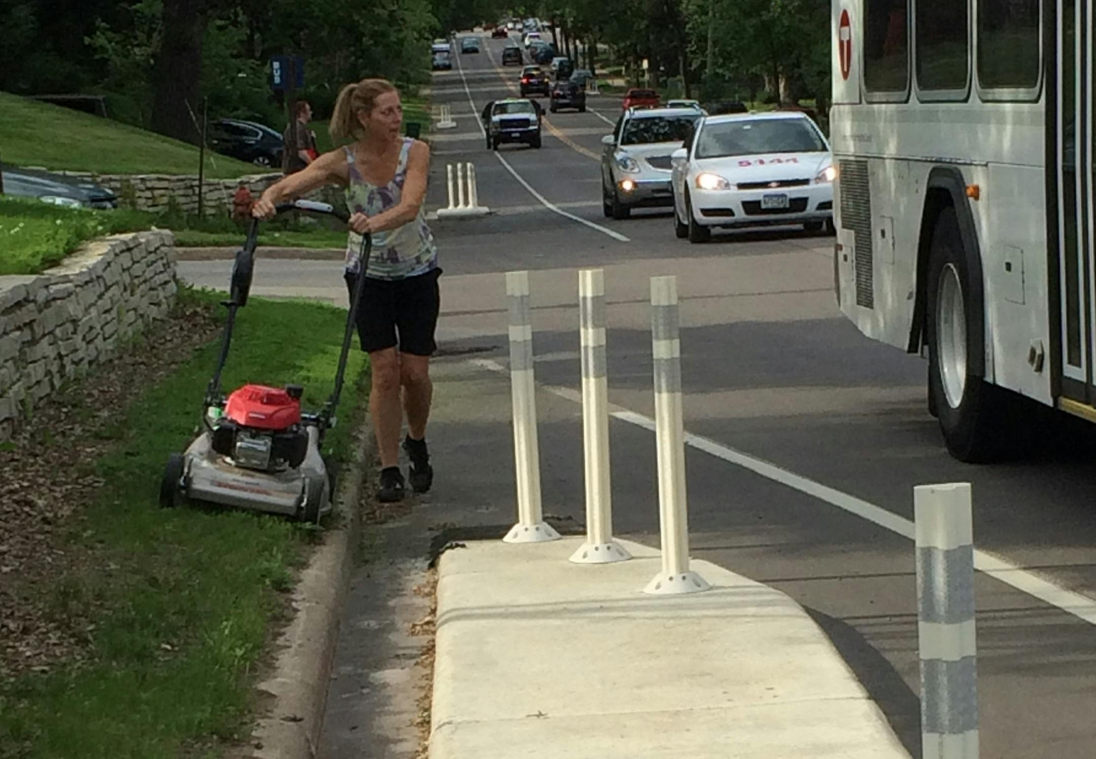 Before the bump-outs, Xerxes Avenue S. resident Maureen Fitzgerald said she felt like cars were brushing her elbows when she mowed her lawn, which extends to the road.