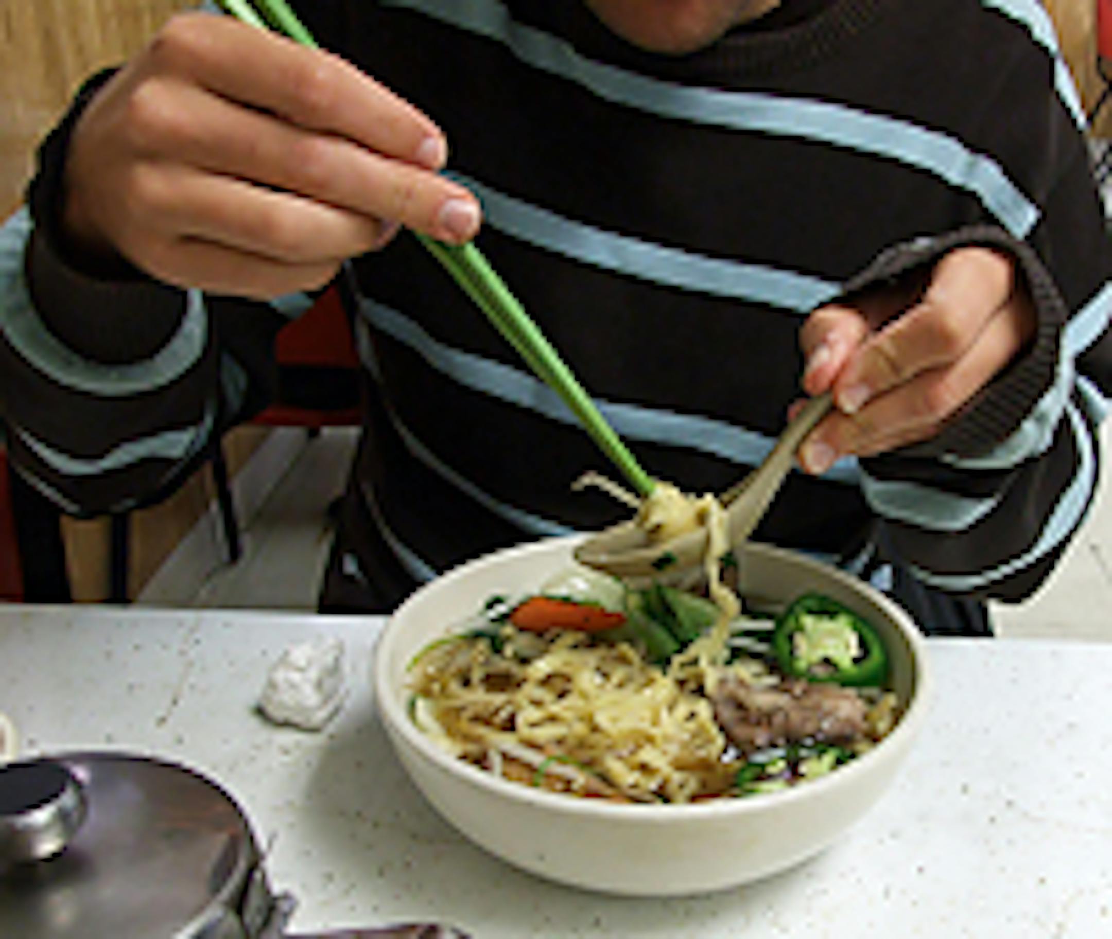 Egg noodle soup with roast duck at Ai Hue