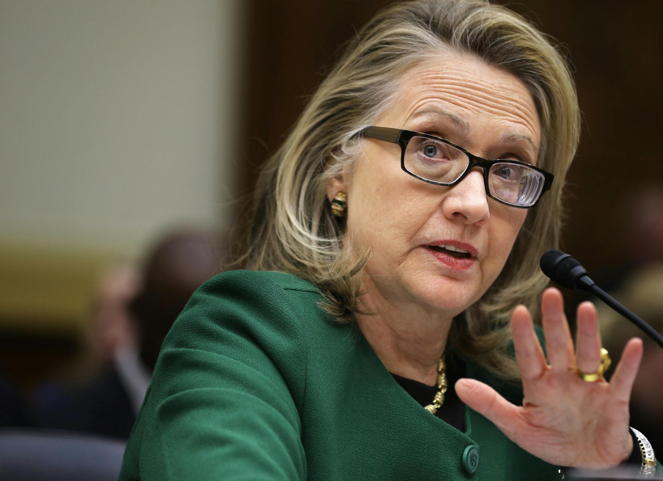 Secretary of State Hillary Rodham Clinton, testifies on Capitol Hill, Wednesday, Jan. 23, 2013, before Senate Foreign Relations Committee hearing on the deadly September attack on the U.S. diplomatic mission in Benghazi, Libya, that killed Ambassador Chris Stevens and three other Americans. (AP Photo/Manuel Balce Ceneta)