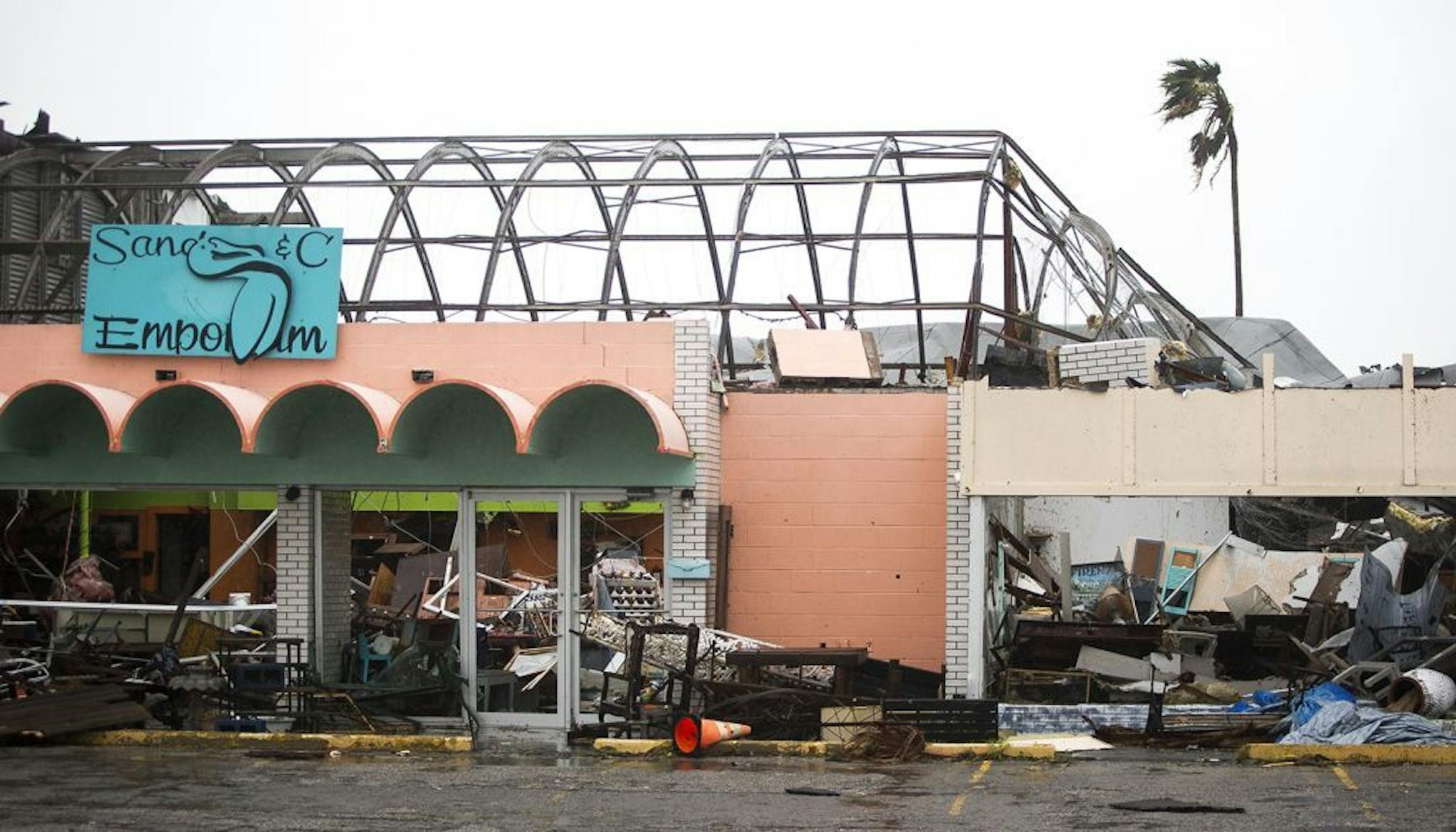 Stores remain destroyed after Hurricane Harvey ripped through Rockport, Texas, on Saturday, Aug. 26, 2017. The fiercest hurricane to hit the U.S. in more than a decade spun across hundreds of miles of coastline where communities had prepared for life-threatening storm surges, walls of water rushing inland.