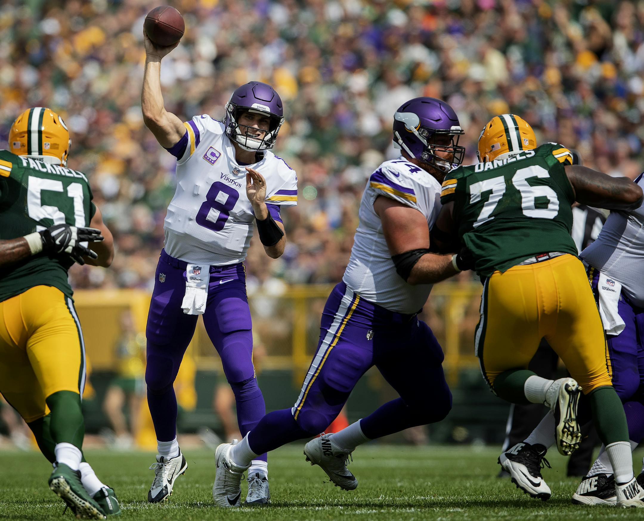 Minnesota Vikings quarterback Kirk Cousins. ] CARLOS GONZALEZ &#xef; cgonzalez@startribune.com &#xf1; September 16, 2018, Green Bay, WI, Lambeau Field, NFL, Minnesota Vikings vs. Green bay Packers