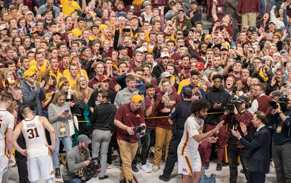 Gophers forward Jordan Murphy thanked the fans who had rushed the court after the Gophers beat No. 11 Purdue.