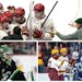 Will any or all of these college hockey teams reach the Frozen Four? Clockwise from top: Boston College, the Gophers (with Rhett Pitlick, left, and Ji
