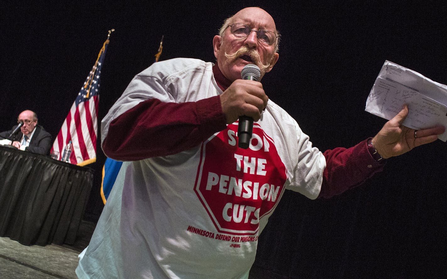 At Coffman Memorial Union, over five hundred retirees sounded off at the Treasury's town hall meeting on the steep proposed cuts to the Central States Pension fund. Kenneth Feinberg as a Special Master oversaw testimony including from Loren Kramer, a retired truck driver who put in his 30 years and would see a drastic cut to his pension.] Richard Tsong-Taatarii/rtsong-taatarii@startribune.com