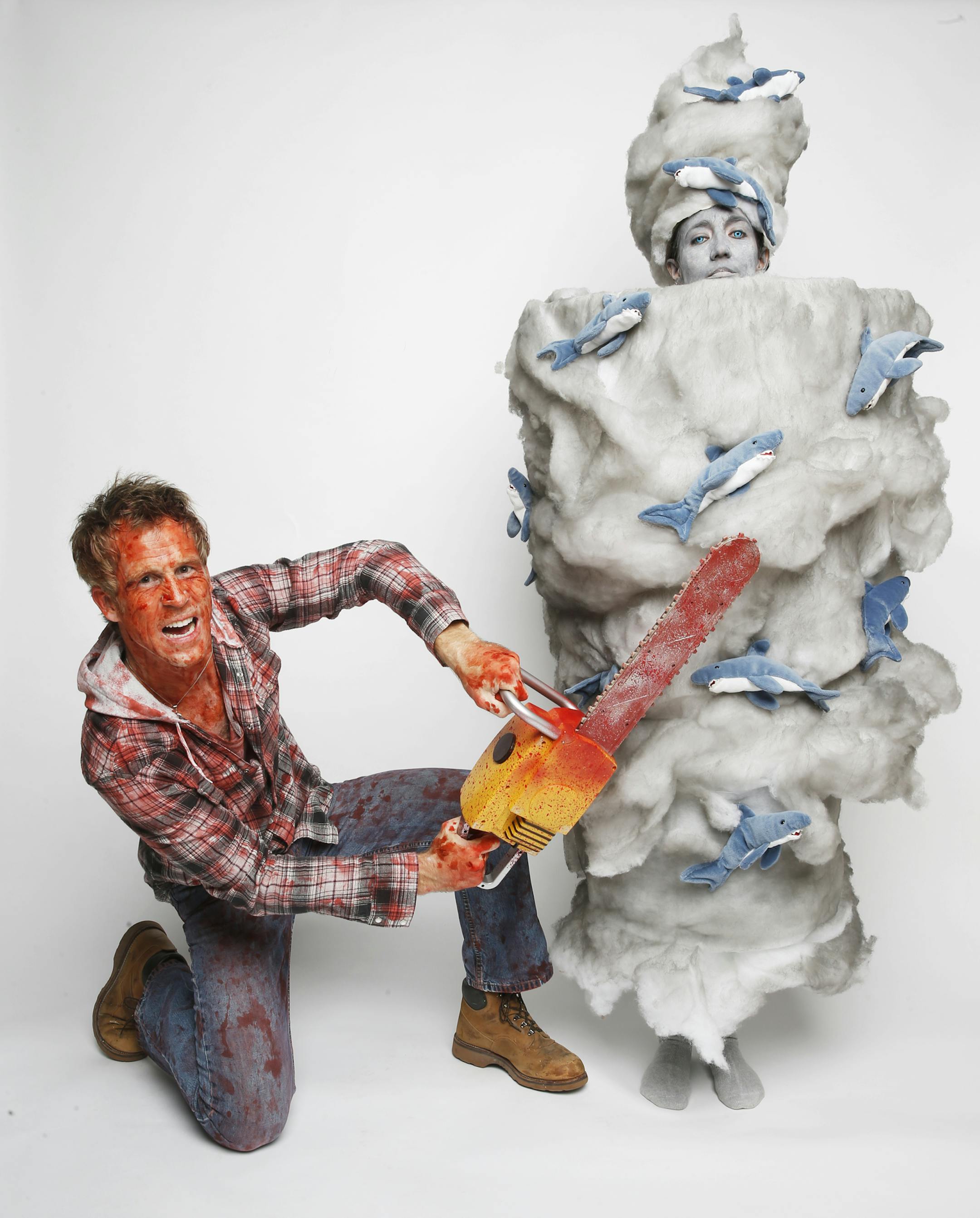 Kurt Peterson is Ian Ziering and Laura Mager is the tornado from Sharknado. Halloween is the time of year to flex your creativity, but for some, October might as well be called the Month of Overachieving. Most of us are happy to grab a $20 costume from Target or the Halloween store, but that's simply not good enough for a set of Hallow's Eve lovers who prefer to do things their own way. These costume connoisseurs spend months planning and crafting their looks for one night. They win contests. Th