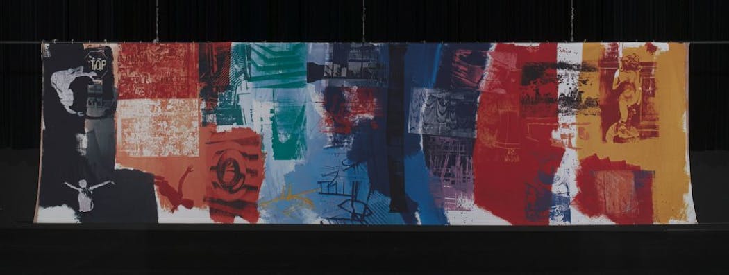 Artist Robert Rauschenberg created massive backdrops for Cunningham’s performances, including his 1994 work “Immerce.”