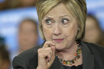 Democratic presidential candidate Hillary Clinton gestures as she speaks during a rally in Raleigh, N.C., Wednesday, June 22, 2016. (AP Photo/Chuck Bu