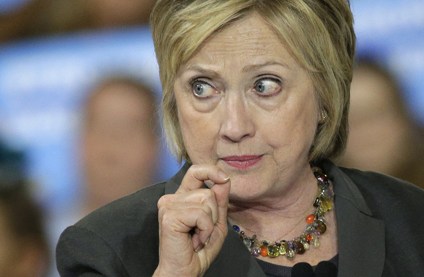 Democratic presidential candidate Hillary Clinton gestures as she speaks during a rally in Raleigh, N.C., Wednesday, June 22, 2016. (AP Photo/Chuck Burton)