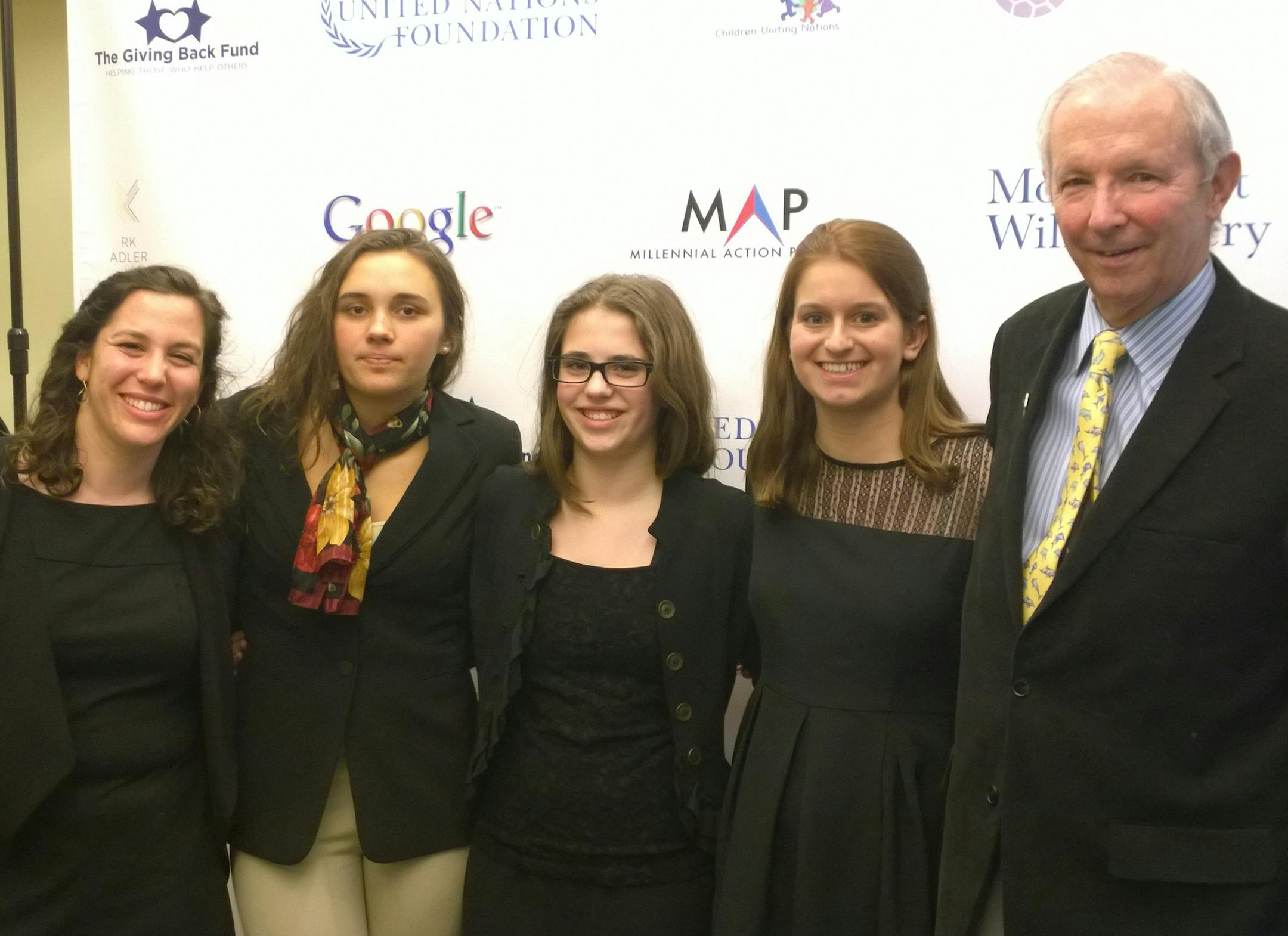 Submitted photo Mandi Simon at the Nexus Youth Summit in Washington, D.C. (From left to right: Elizabeth Kennedy, National Director of GlobeChangers at Jefferson Awards Foundation for Public Service; Mandi Simon with two other GlobeChangers; Sam Beard, Co-Founder of the Jefferson Awards Foundation for Public Service).