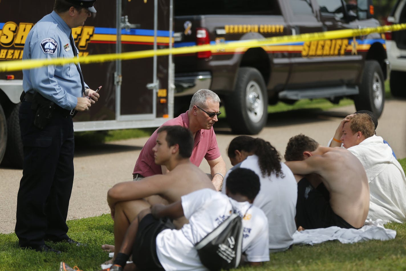 On Lake Nokomis on August 6, 2014, a member of the South High School football player drowned. Members of the football team were cooling off in the lake after practice when the drowning occurred. ] Richard Tsong-Taatarii/rtsong-taatarii@startribune.com