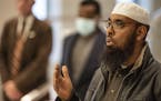 Imam Mohamed Mukhtar of the Dar Al Farooq Mosque spoke at a news conference at the federal court house in St, Paul on Monday, Nov. 9, the first day of